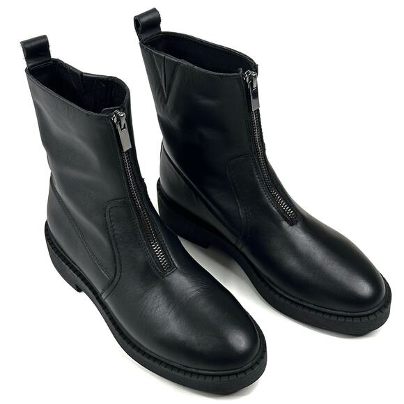 Andre Assous Vernon Womens Black Leather Zip Water Resistant Ankle Boots 7M New - Picture 1 of 13